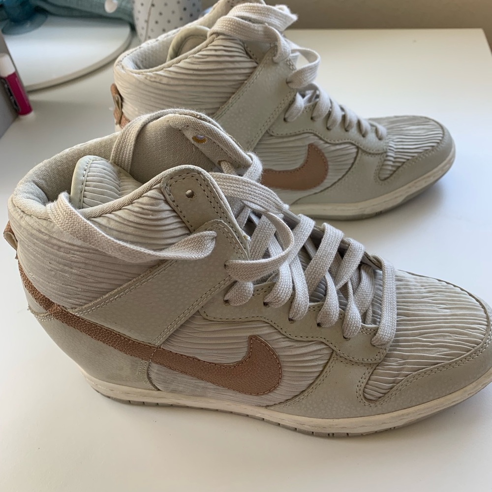 Nike Dunk Sky Hi Tan Grey copper Wedge Sneakers